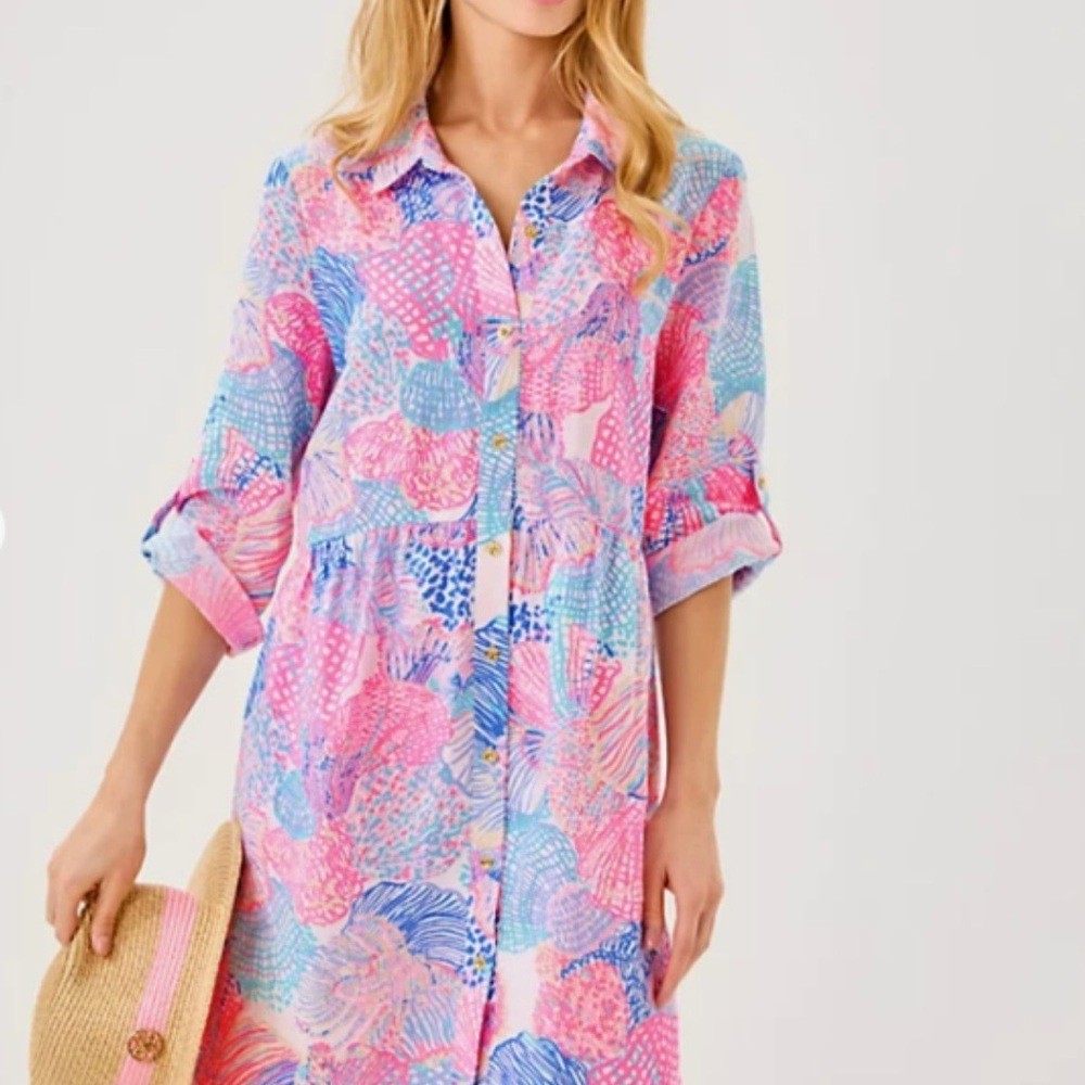 Lilly Pulitzer Shaela Button-up Dress, “Roar of the Seas” Print, Size small - Picture 4 of 16